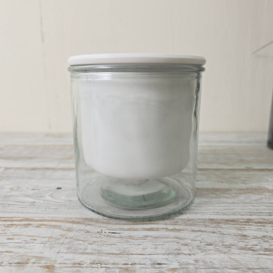 Übertopf Blumentopf Malga 12,5cm Mit Glasbehälter Weiß Glas Deko