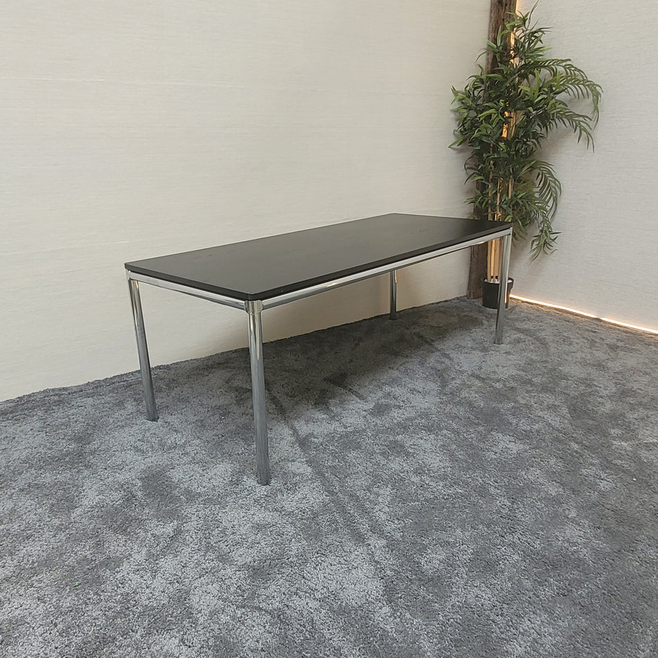 Bosse Schreibtisch gebraucht schwarz Holz Chrom Tisch 175x75