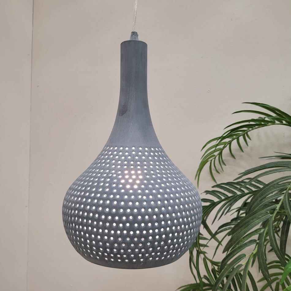 Hängeleuchte Grau Metall Perforiert Industrial-Stil Deckenlampe Lampe
