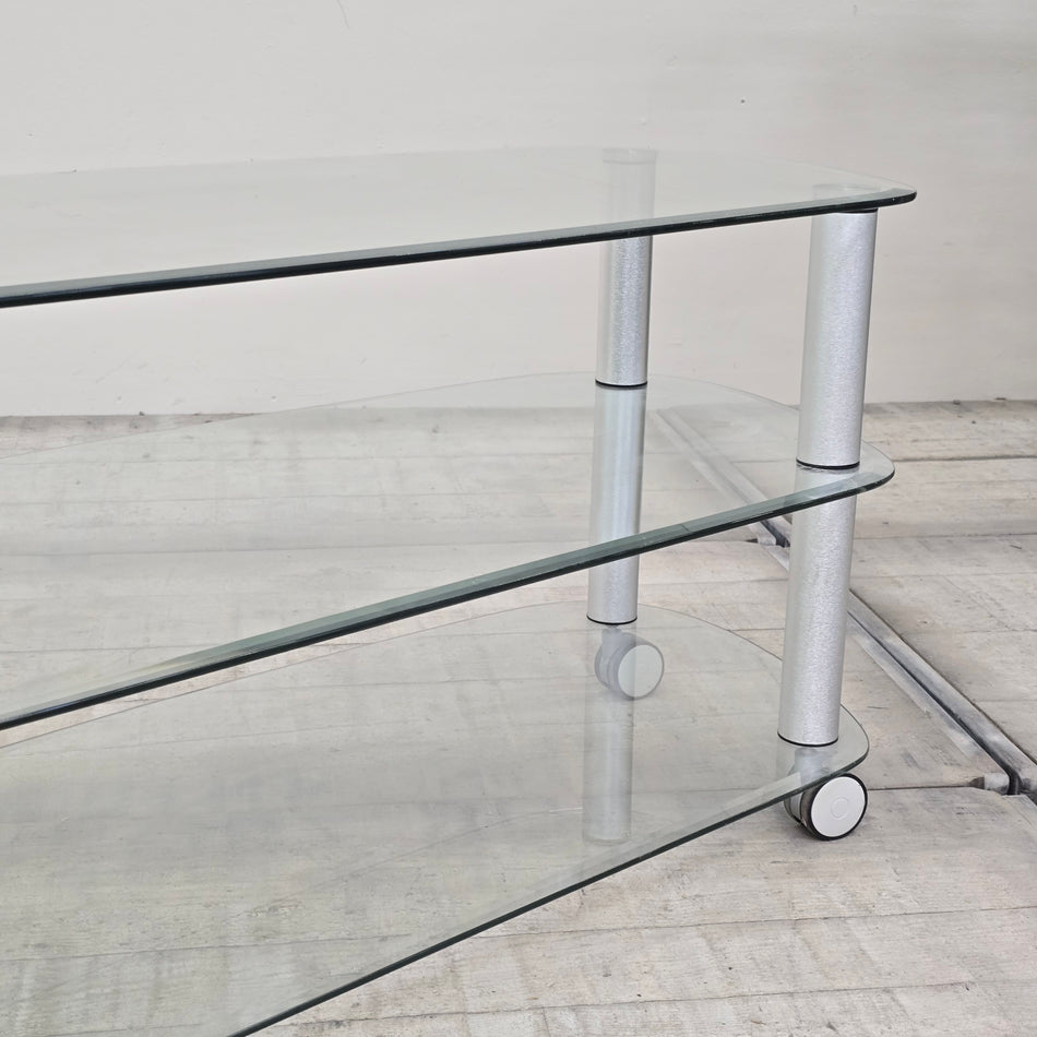 Moderner Mobiler Glastisch TV-Tisch mit Ablagen Couchtisch Glas Tisch Gebraucht
