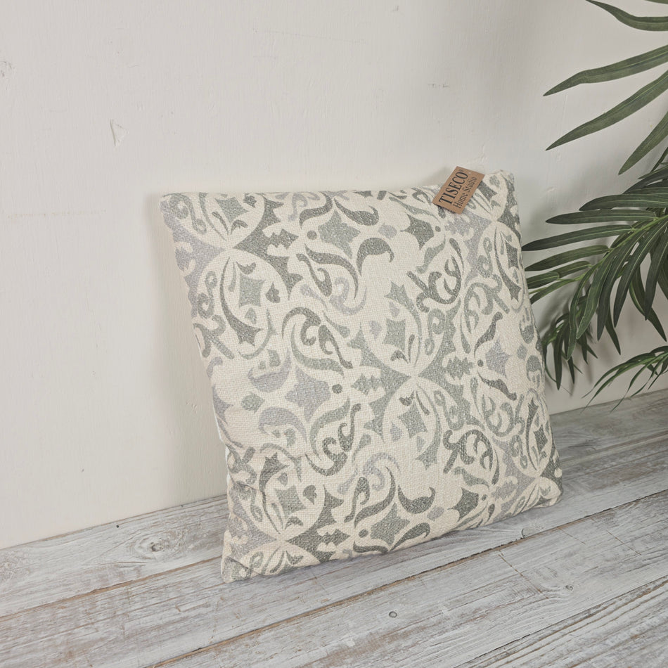 TISECO Zierkissen 45x45cm Grau Beige Ornament Muster Mit Reißverschluss Kissen Deko