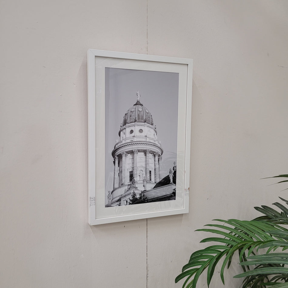 Wandbild Französischer Dom Berlin Schwarz-Weiß gerahmtes Foto Deko Gebraucht