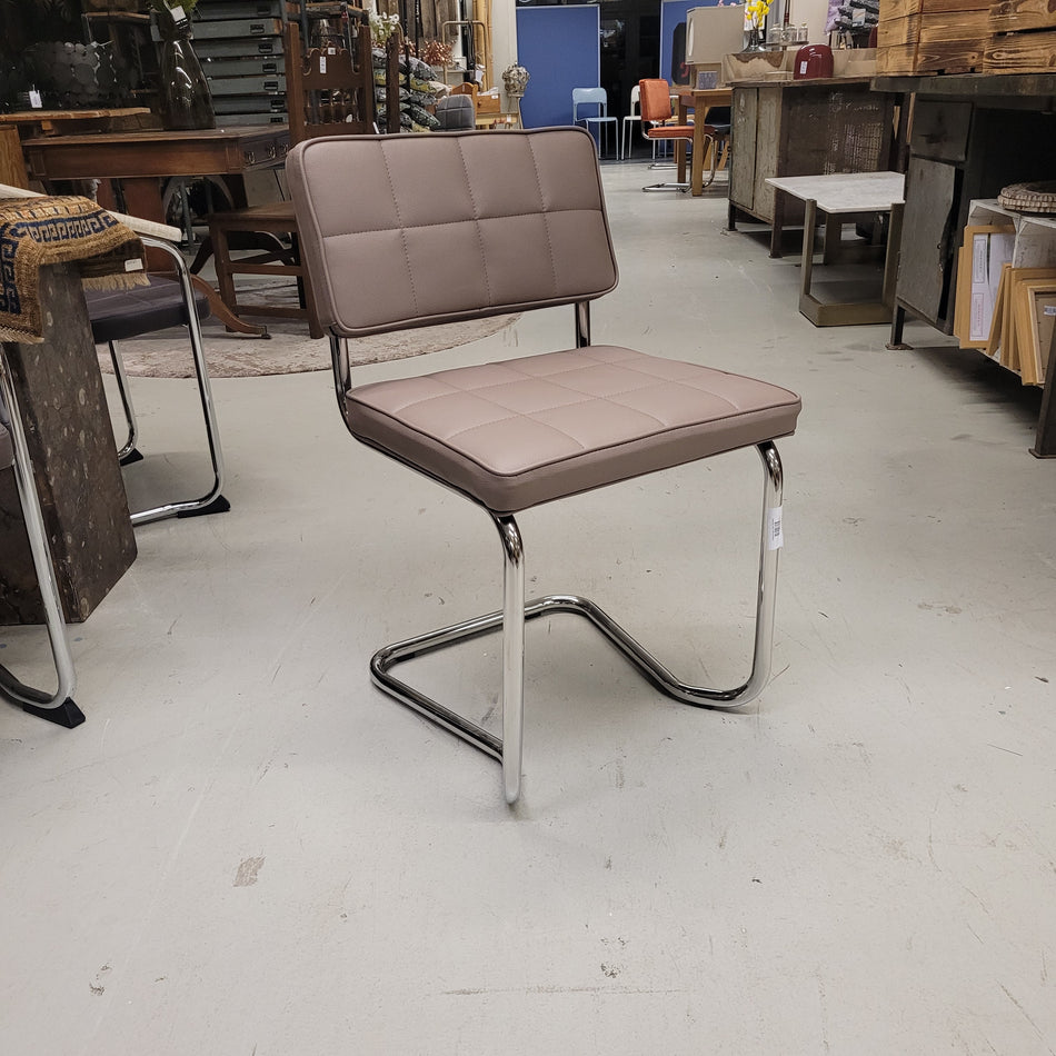 Freischwinger Leder hellbraun Designer Stuhl