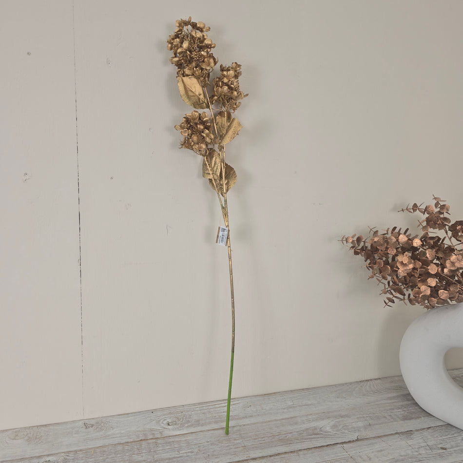 Künstliche Blume Hortensie 88cm Gold Deko