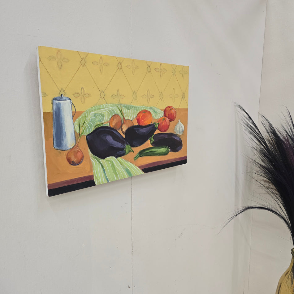 Wandbild Stillleben Auberginen M. Schmidt-Mandel Leinwand Wandgemälde Deko