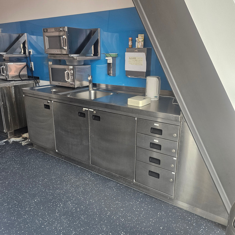 Spültheke Arbeitsschrank mit Aufkantung Küchenschrank Schubladenschrank Edelstahl Gastro