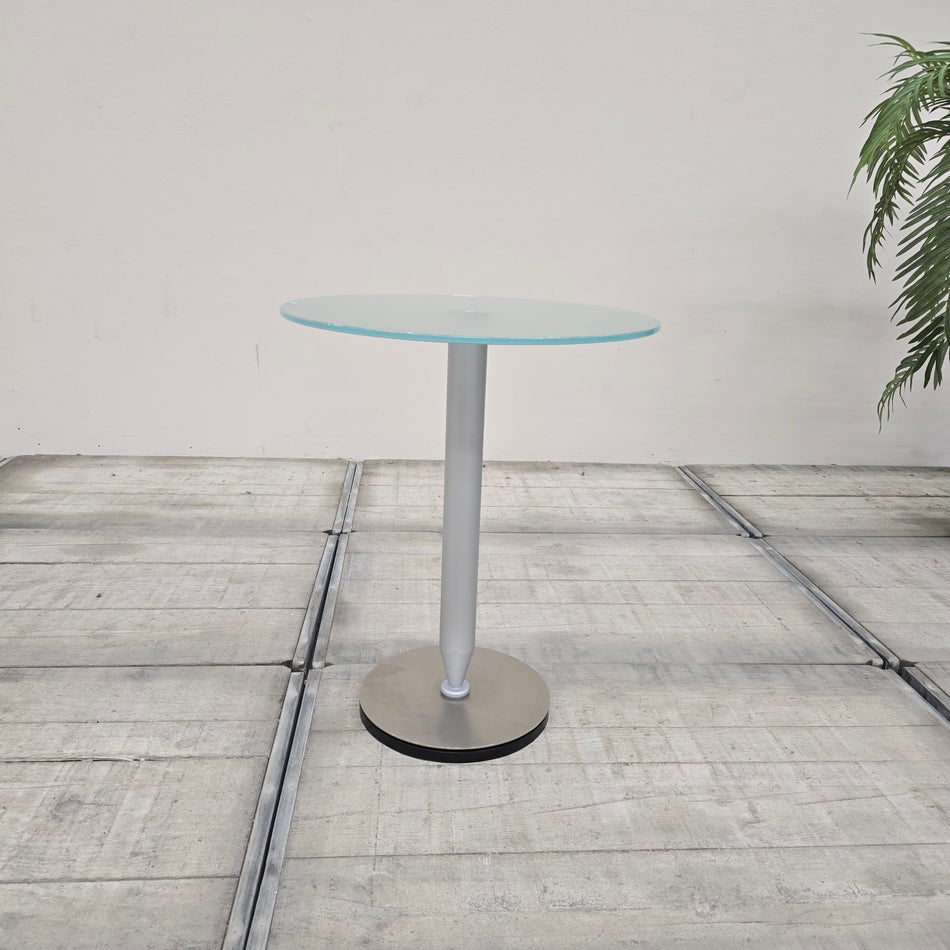 Runder Stehtisch Milchglas Silber Glas Metall mit Tellerfuß Tisch Gebraucht