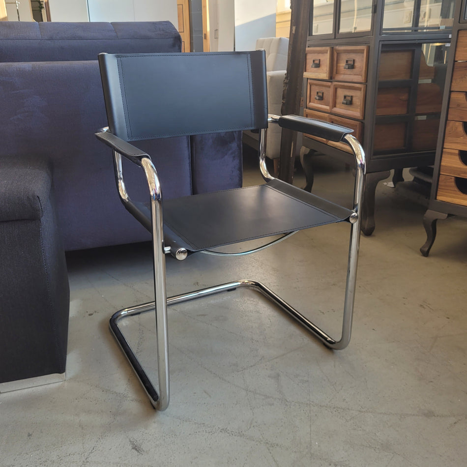 Denver Freischwinger Klassiker Besucherstuhl Leder schwarz