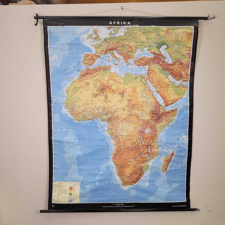 Vintage Schulwandkarte Afrika – Lehrtafel Rollbild Wanddeko