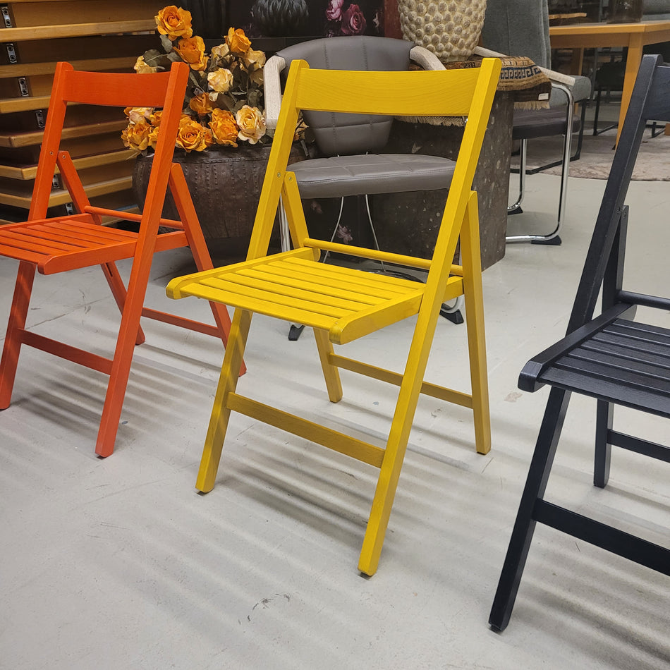 Stuhl Klappstuhl Holz gelb Gartenstuhl Outdoor