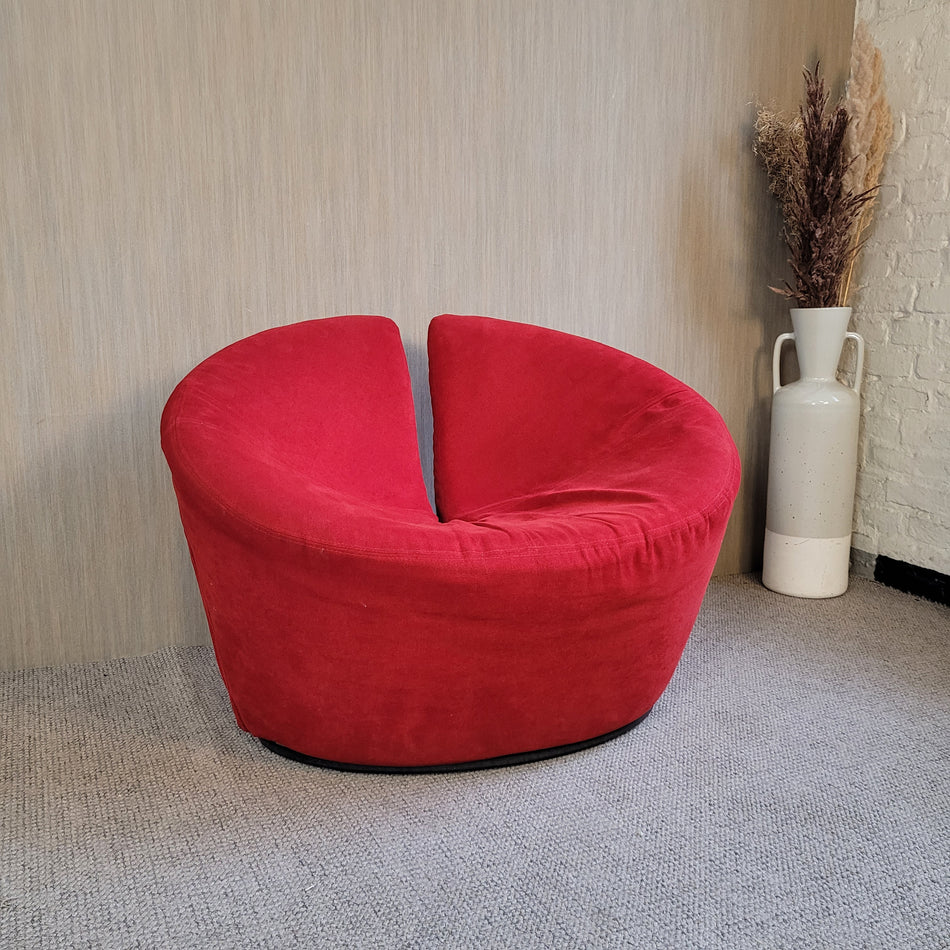 Sessel gebraucht rot Stoff gepolstert Loungesessel