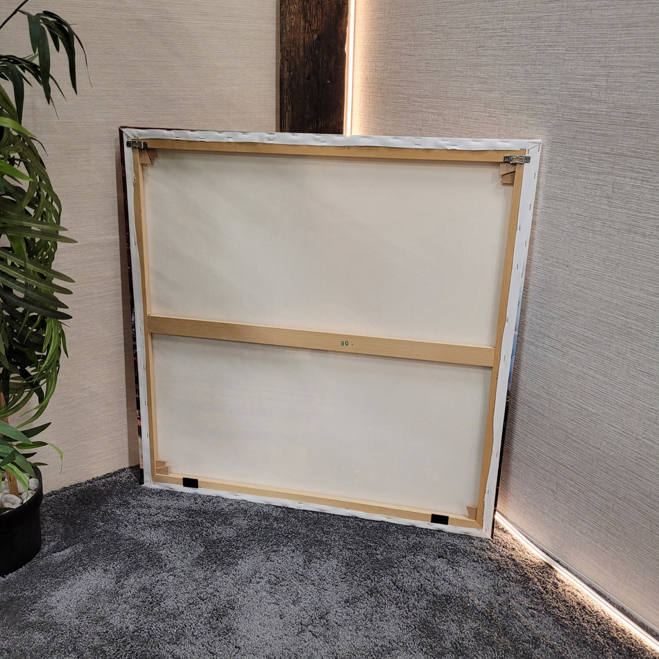 Wandbild Leinwand gebraucht bunt Motiv Frankfurt Bahnhof Bild 90x90