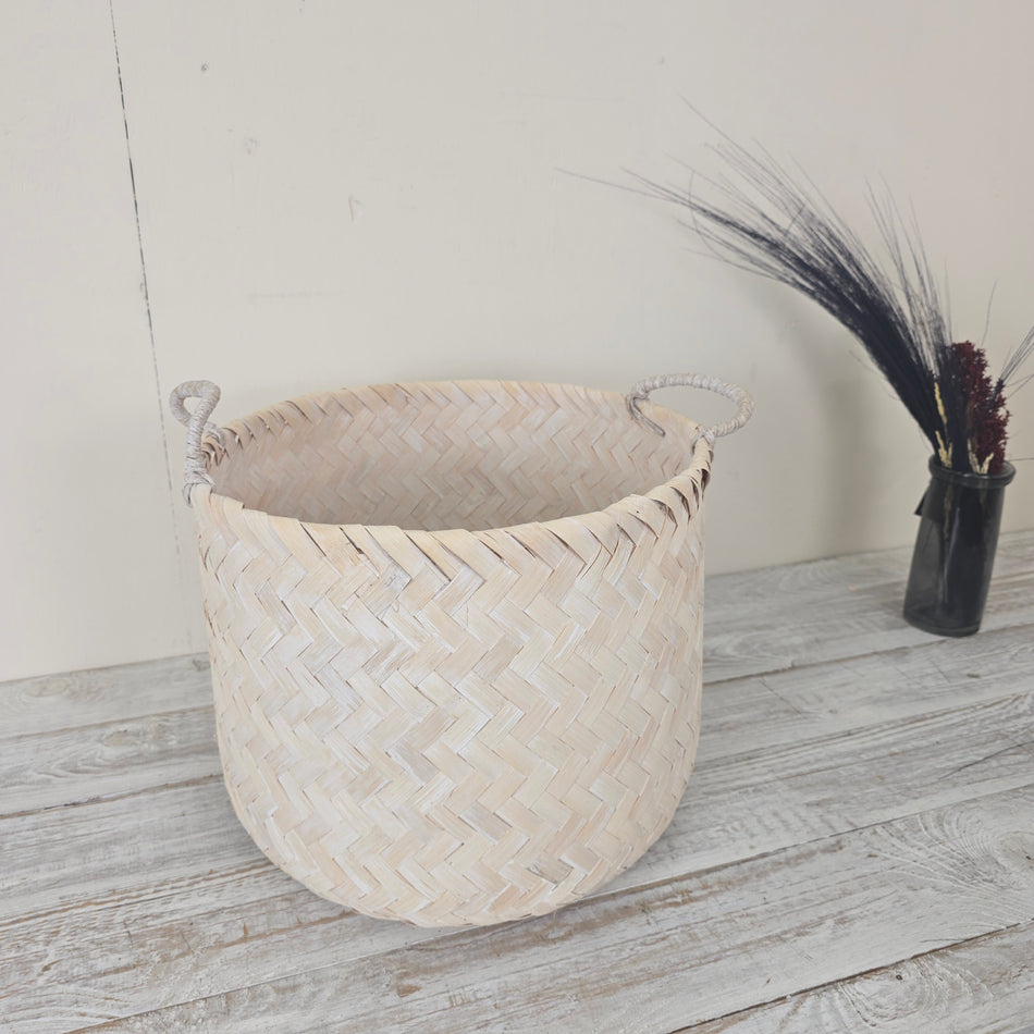 Countryfield Geflochtener Korb Rosita Natur Weiß Mittelgroß Pflanzkorb Deko