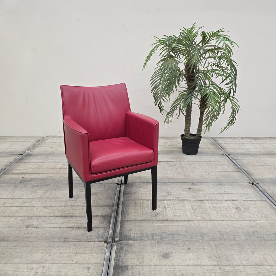 Wittmann Armlehnstuhl Konferenzstuhl Rot Pink Leder Stoff Sessel Gebraucht