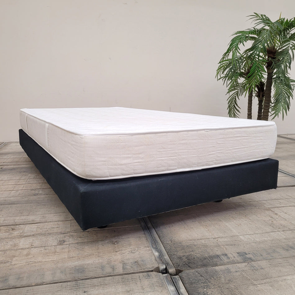 Boxspringbett 100x200 Schwarz Stoff Inkl. Matratze Einzelbett Bett Gebraucht