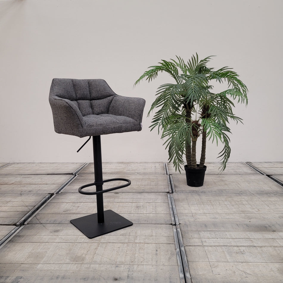 KARE Design Thinktank Barhocker Grau Strukturstoff Höhenverstellbar Design Hocker