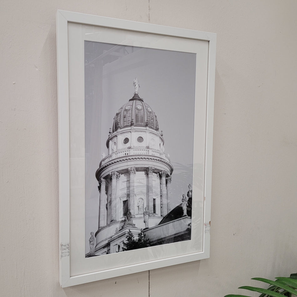 Wandbild Französischer Dom Berlin Schwarz-Weiß gerahmtes Foto Deko Gebraucht