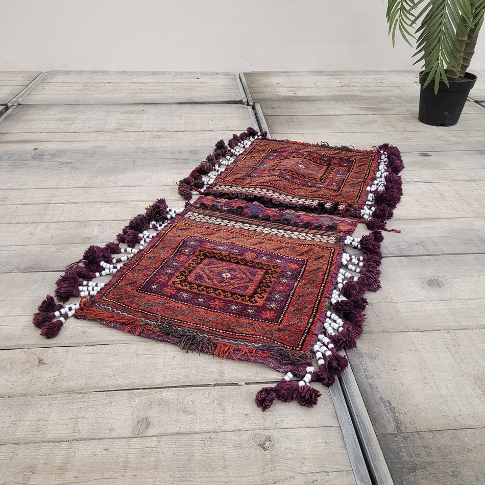 Orientalischer Khorjin Satteltasche  Teppich Vintage 70x130 Gemustert