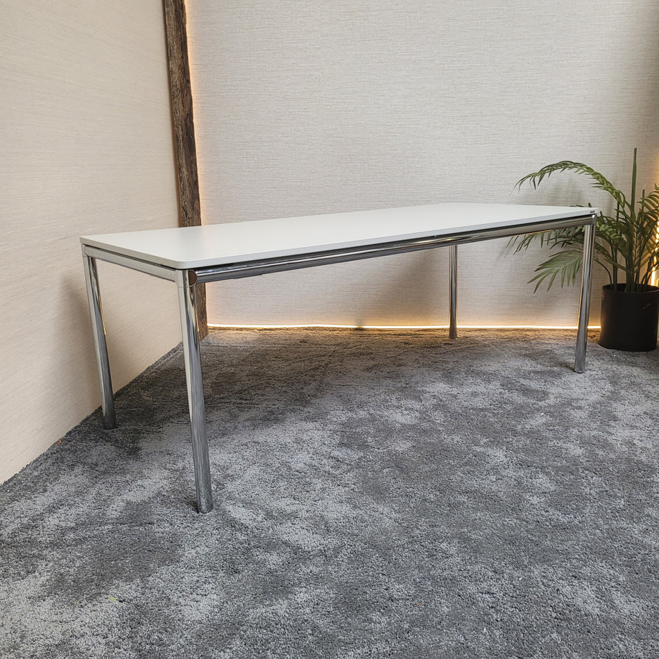 Original Bosse Schreibtisch weiß Holz Chrom 175x75