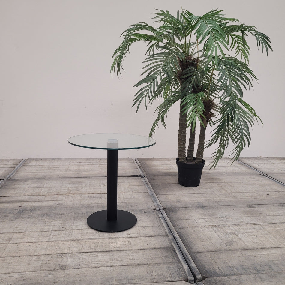 Bistrotisch Rund Glas Tisch Schwarz 50cm Modern Beistelltisch Gebraucht