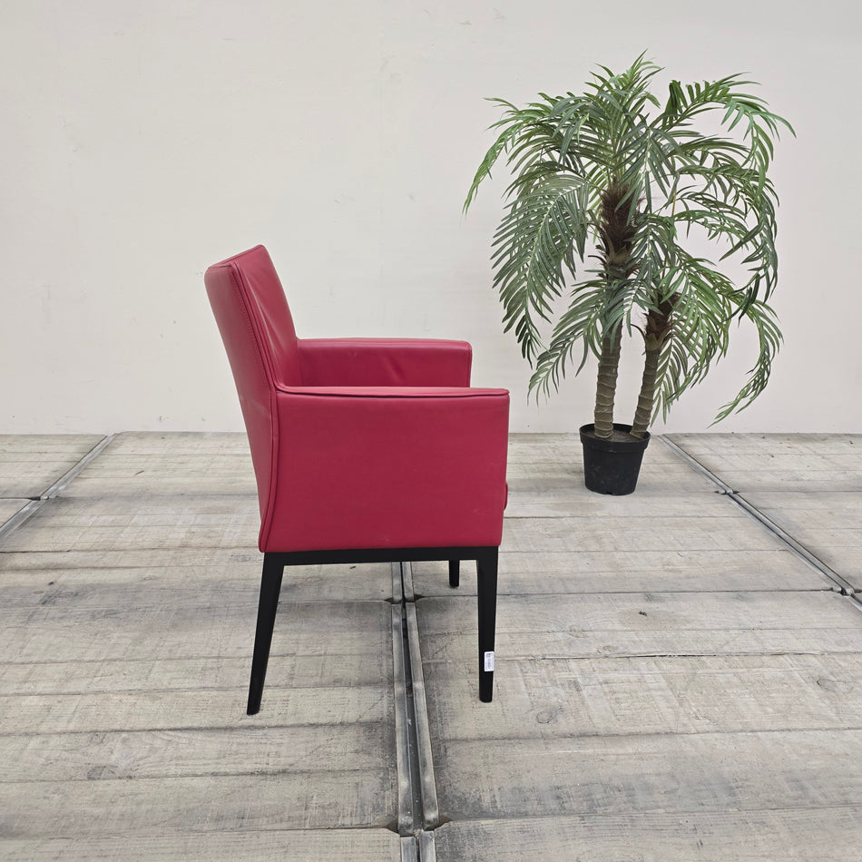 Wittmann Armlehnstuhl Konferenzstuhl Rot Pink Leder Stoff Sessel Gebraucht