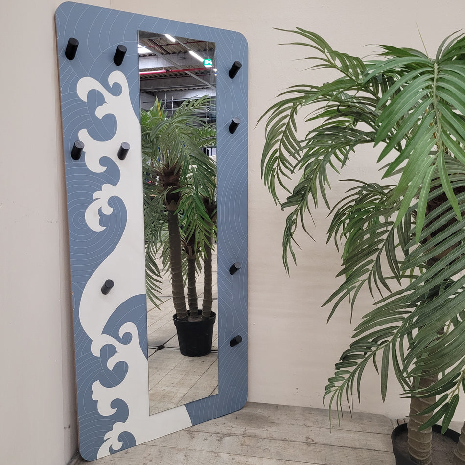 Garderobenpaneel Garderobe Wandpaneel Mit Spiegel Blau Weiss Wellen Motiv Gebraucht