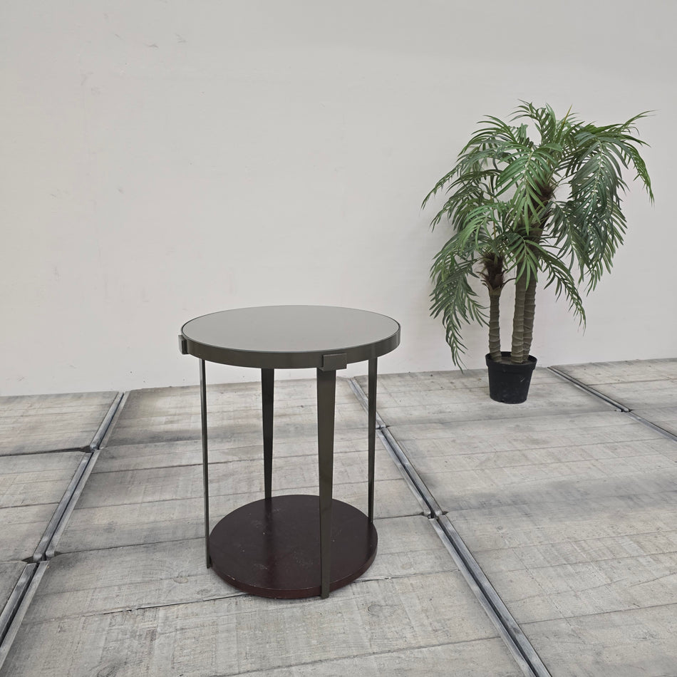 Beistelltisch Rund 60x70 Metall Holz Dunkelbraun Modern Tisch Gebraucht