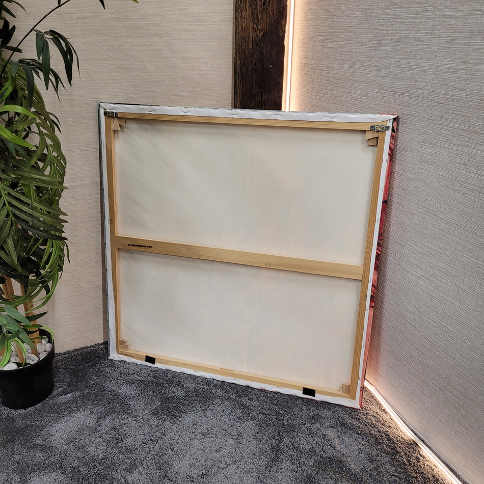 Wandbild Leinwand gebraucht blau rot Motiv Frankfurt Häuser Bild 90x90