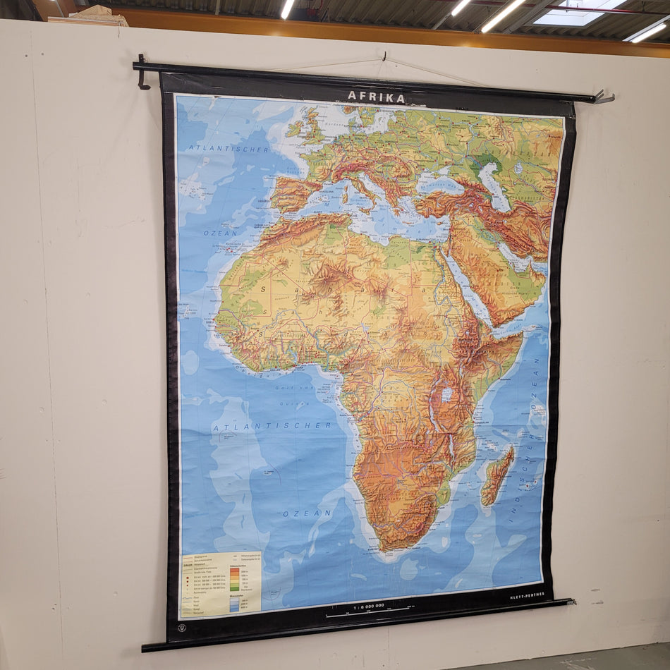 Vintage Schulwandkarte Afrika – Lehrtafel Rollbild Wanddeko