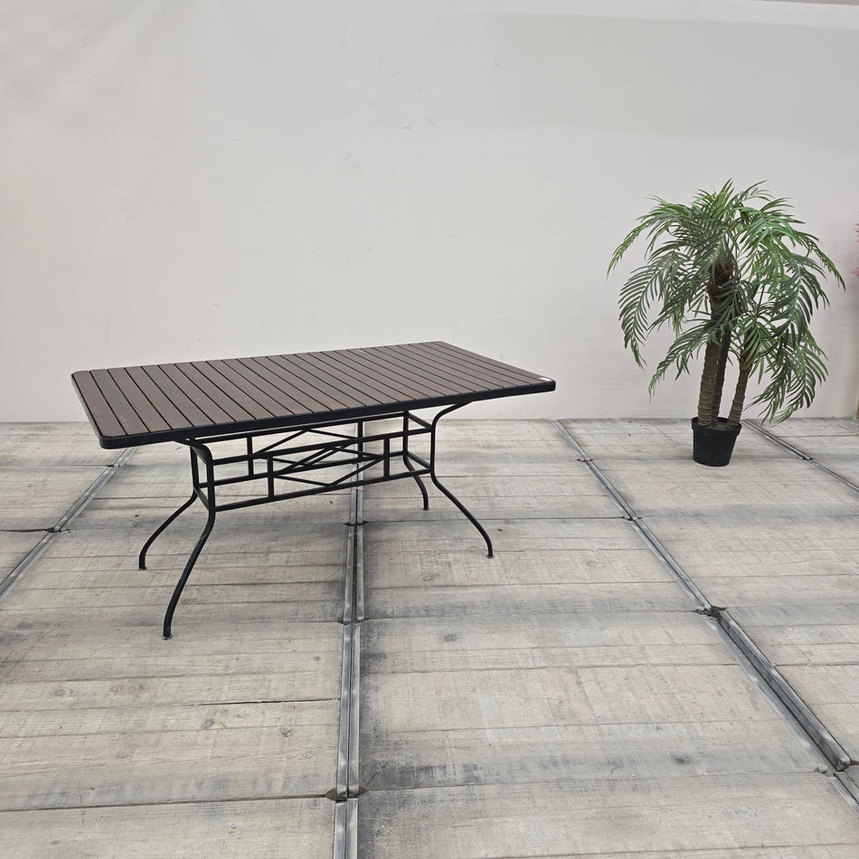 Esstisch Gartentisch Terrassentisch Holz Metall Braun Schwarz Tisch Gebraucht