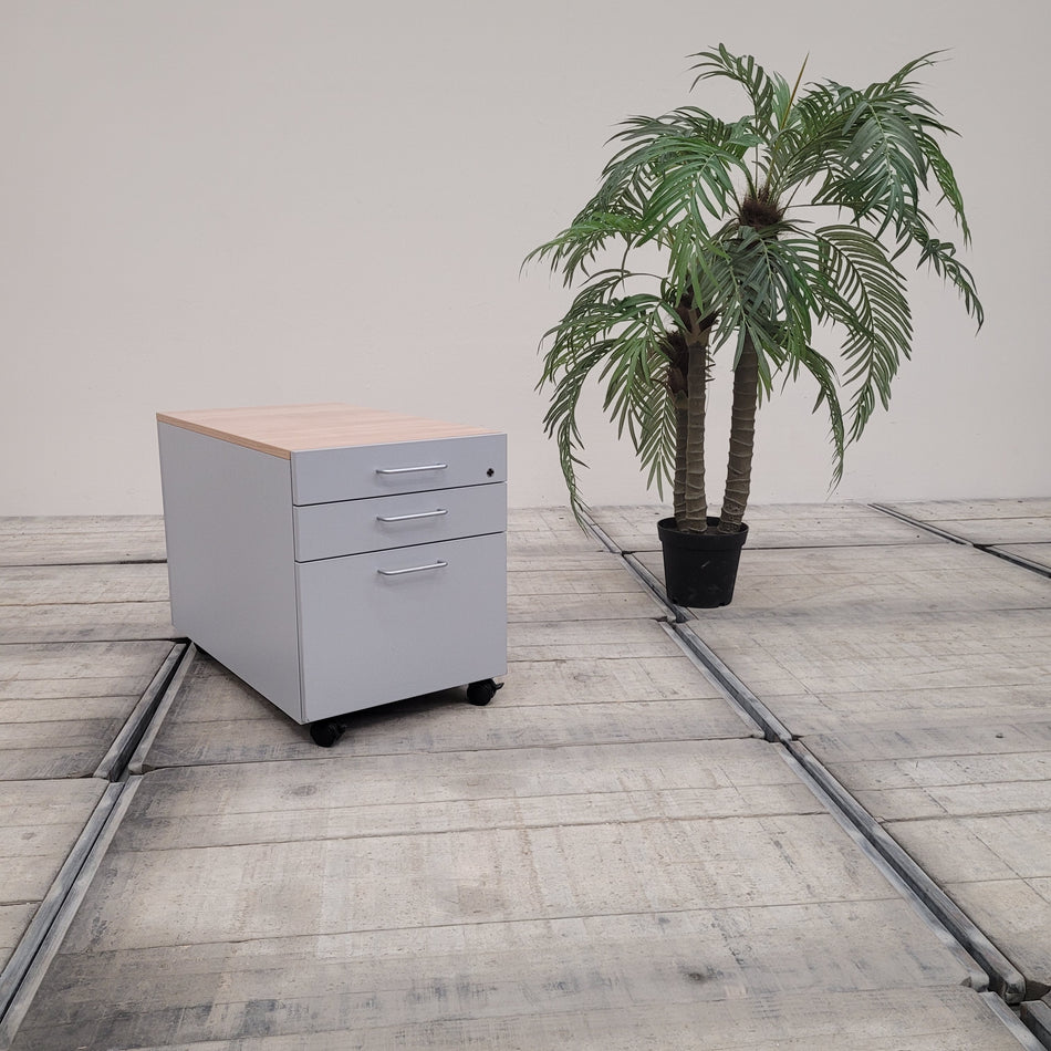 VS Büro Rollcontainer Mobilcontainer Hellgrau Holzoptik Gebraucht