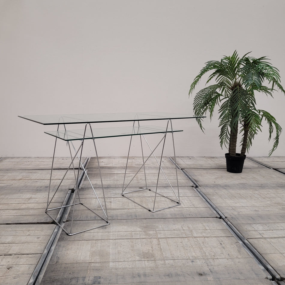 Kare Design Polar Konsole Glastisch Chrom Glas Schreibtisch Tisch
