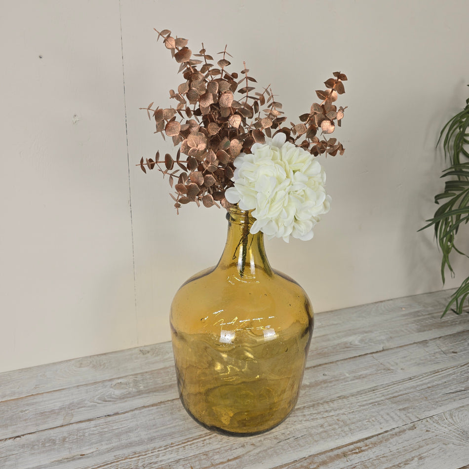 Große Glasvase 42cm Recyceltes Glas Bernstein Glasflasche Deko