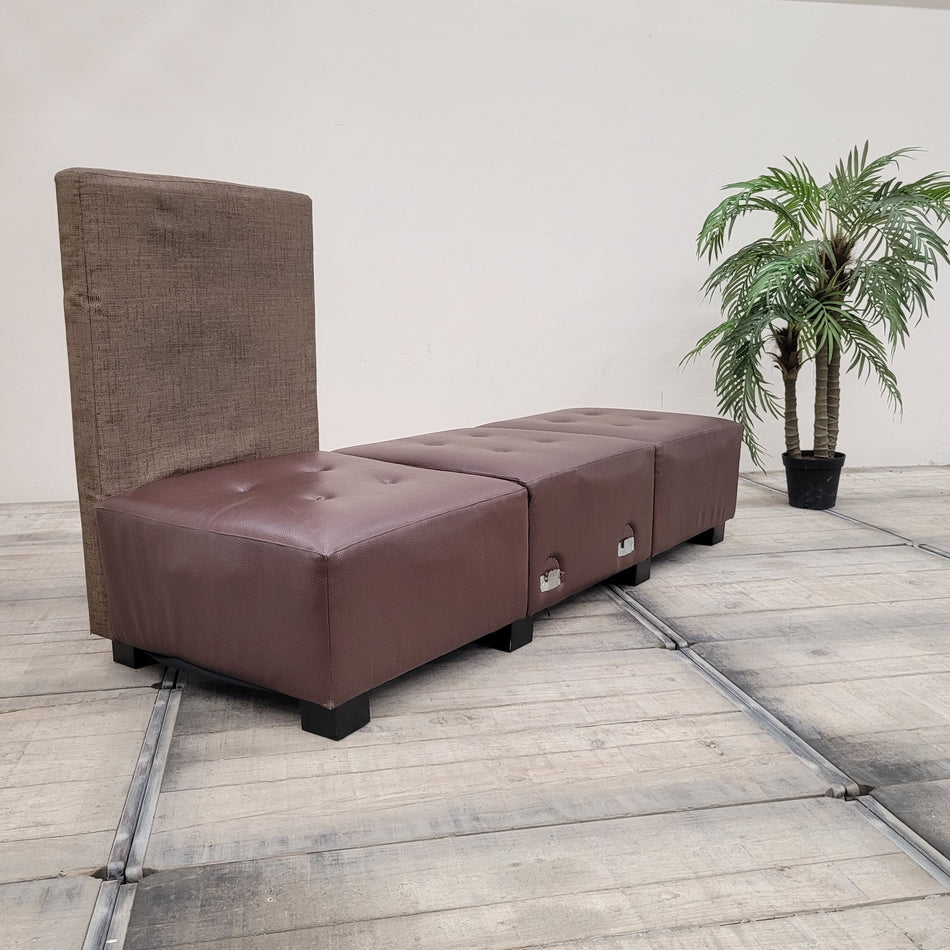 Sitzbank Modul 210x110 Braun Kunstleder Stoff Lounge-Sitzmöbel Sofa Gebraucht