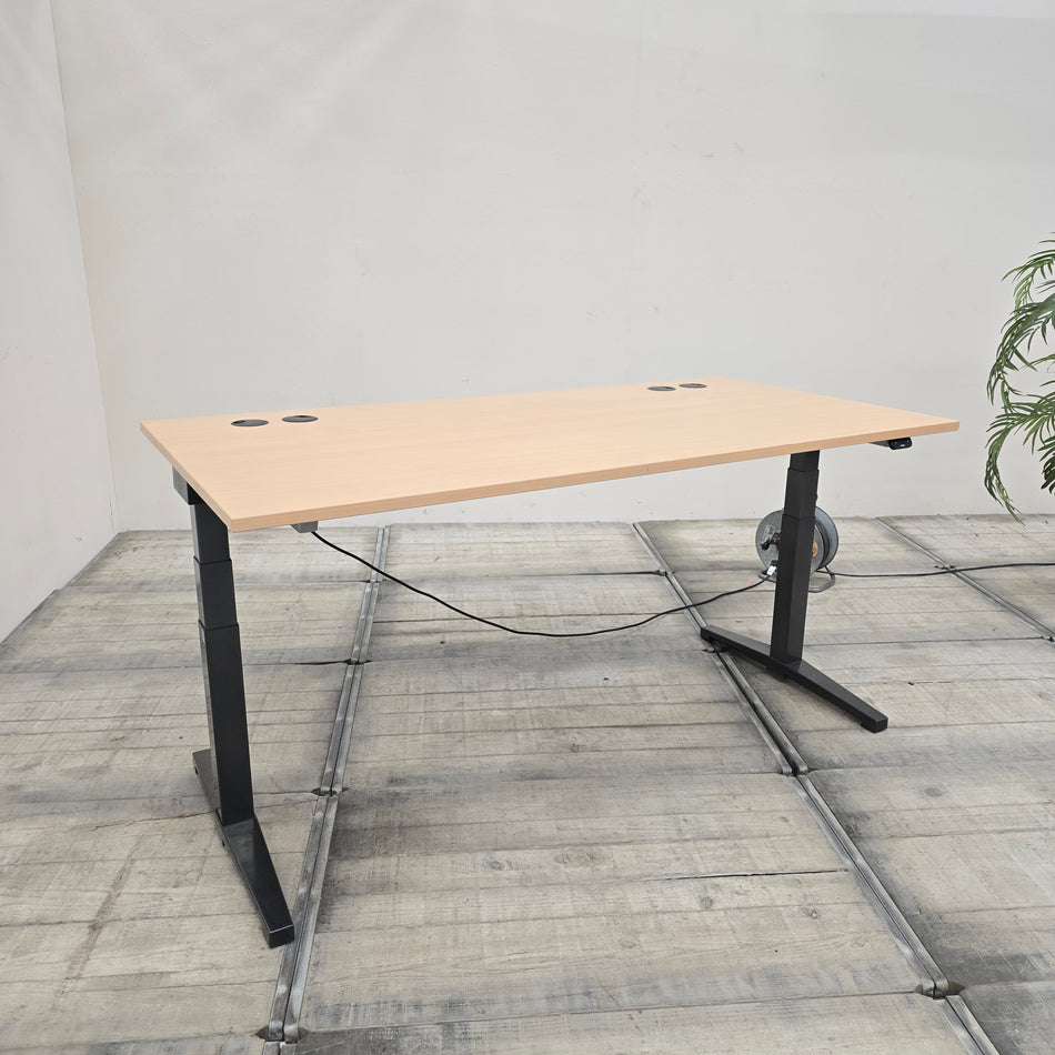Assmann Elektrisch Höhenverstellbarer Schreibtisch Holz Metall Hellbraun Tisch Gebraucht