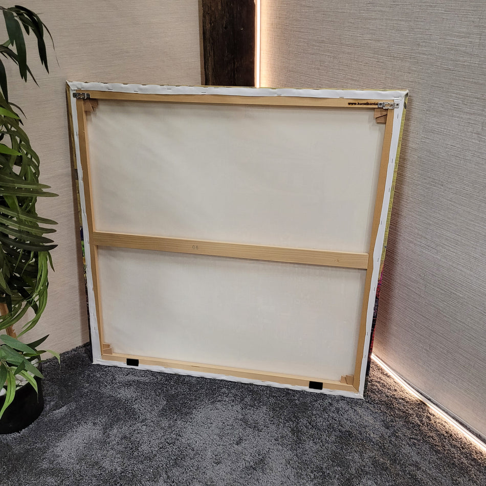 Wandbild Leinwand gebraucht bunt Motiv Frankfurt Opern Haus Hausreihe Bild 90x90