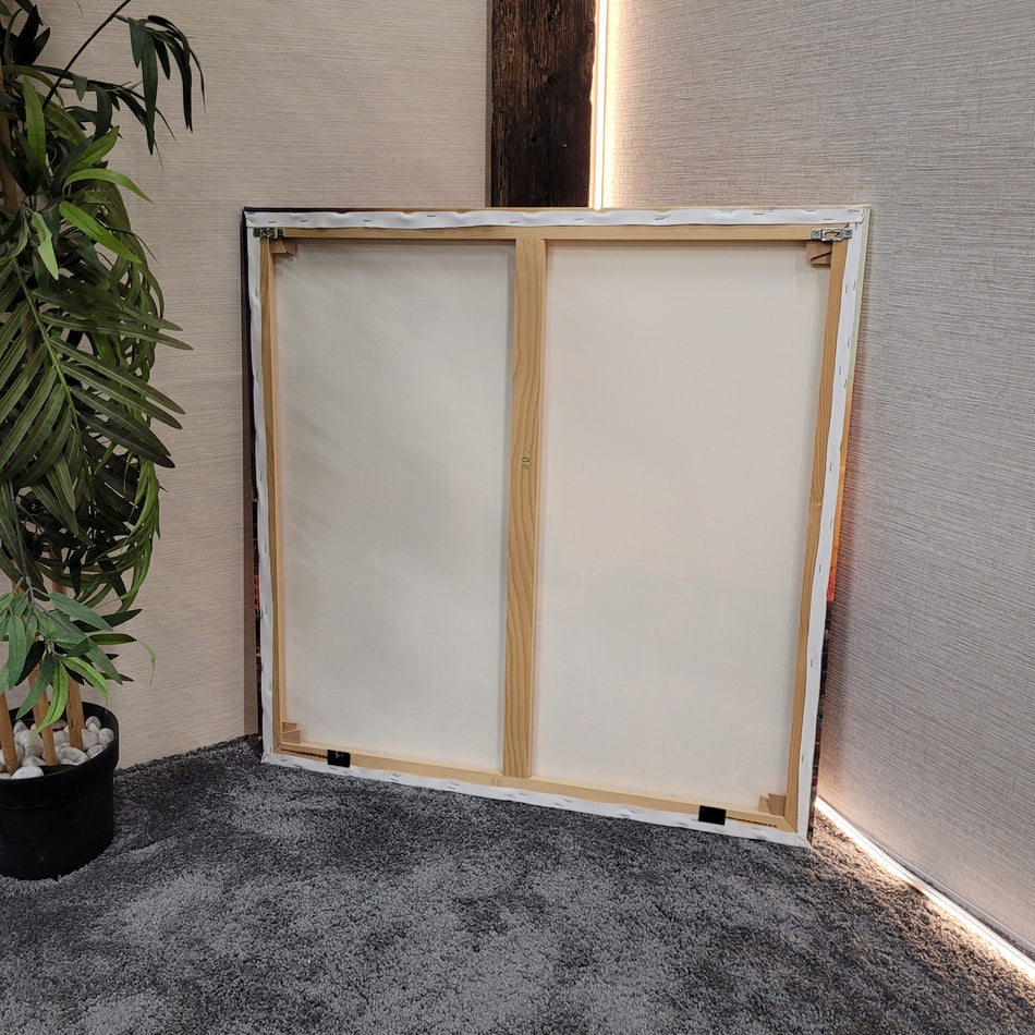 Wandbild Leinwand gebraucht orange bunt Motiv Frankfurt Innenstadt Bild 90x90