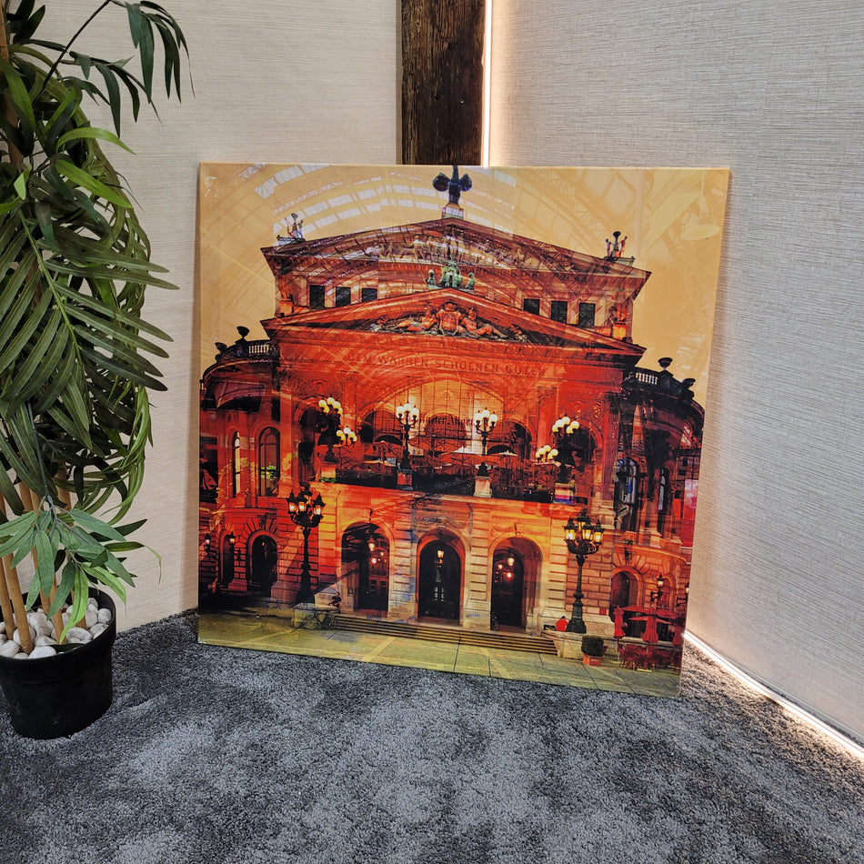 Leinwandbild Alte Oper Frankfurt rot Urban Art Wandbild Großformat gebraucht 90x90