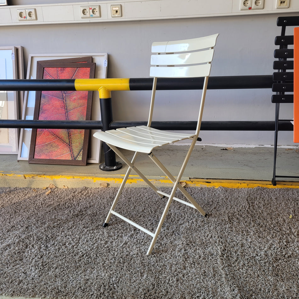 Gartenstuhl Creme Grau Metall Outdoor Klappstuhl