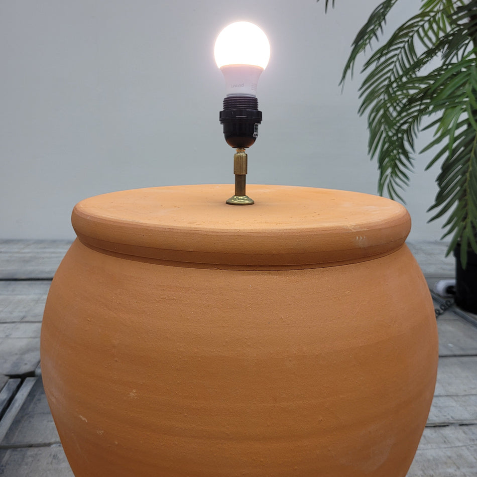 Lampe Terrakotta Tischlampe Orange Vintage