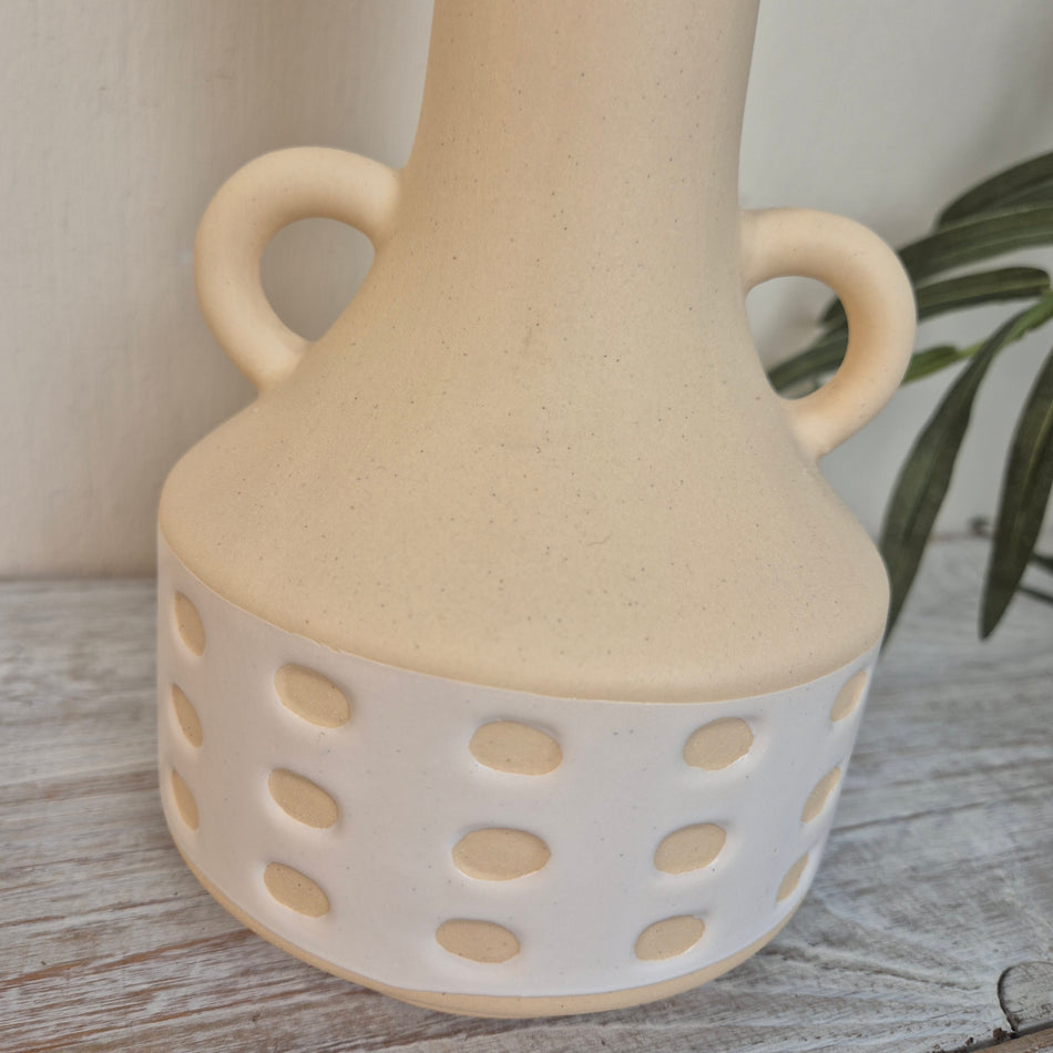 Boltze Home Cimera Vase Creme/Weiß Keramik Mit Griffen Deko