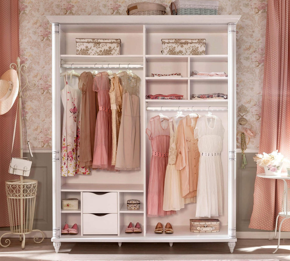 Cilek ROMANTIC Kleiderschrank Kinderkleiderschrank Schiebetürenschrank Weiß