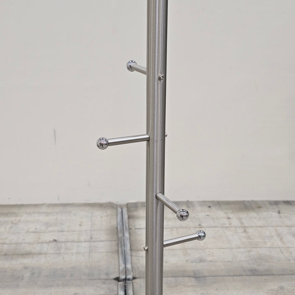 Standgarderobe Silber Edelstahl Metall mit Rundfuß Garderobenständer Gebraucht