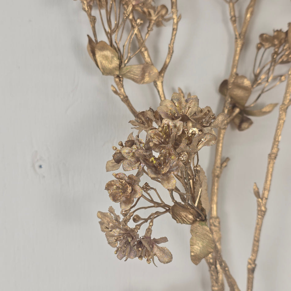 Künstliche Zweigblume 117cm Dekoblume Goldfarben Deko