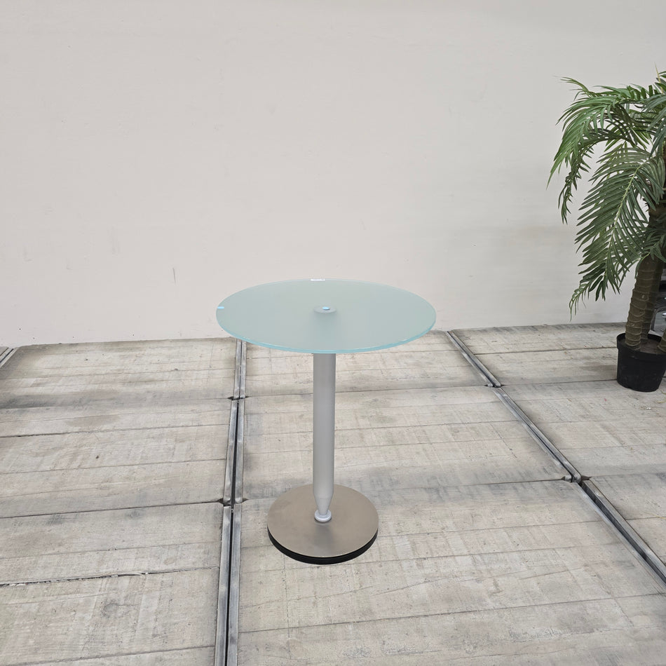 Runder Stehtisch Milchglas Silber Glas Metall mit Tellerfuß Tisch Gebraucht