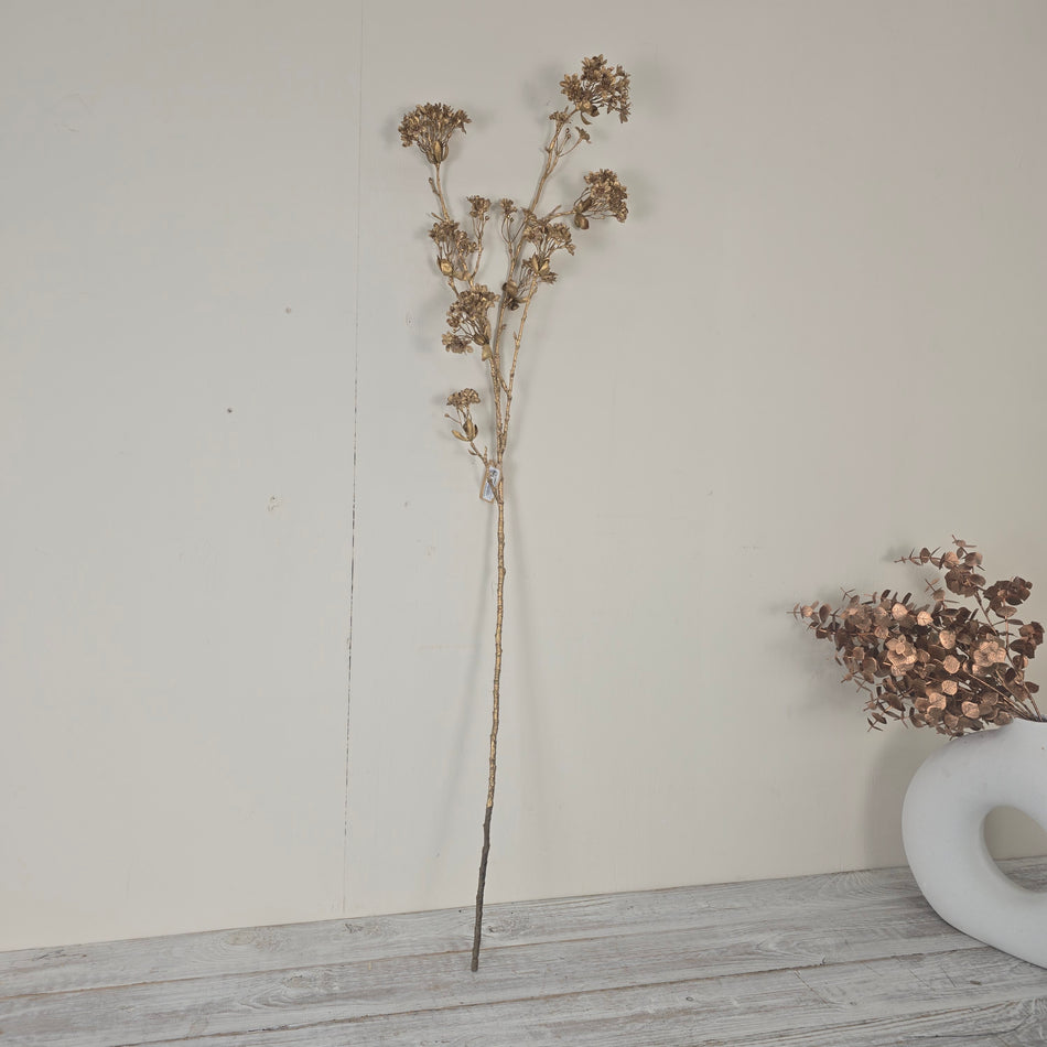 Künstliche Zweigblume 117cm Dekoblume Goldfarben Deko