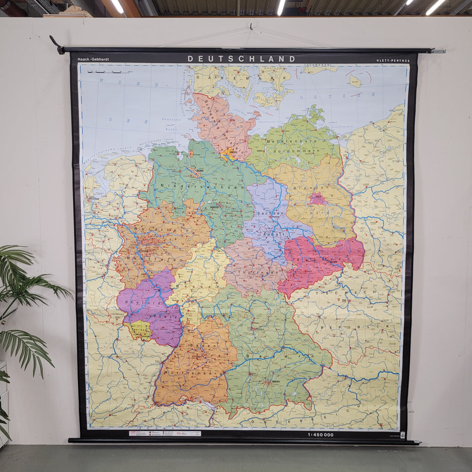 Vintage Schulwandkarte Deutschland  – Lehrtafel Rollbild Wanddeko