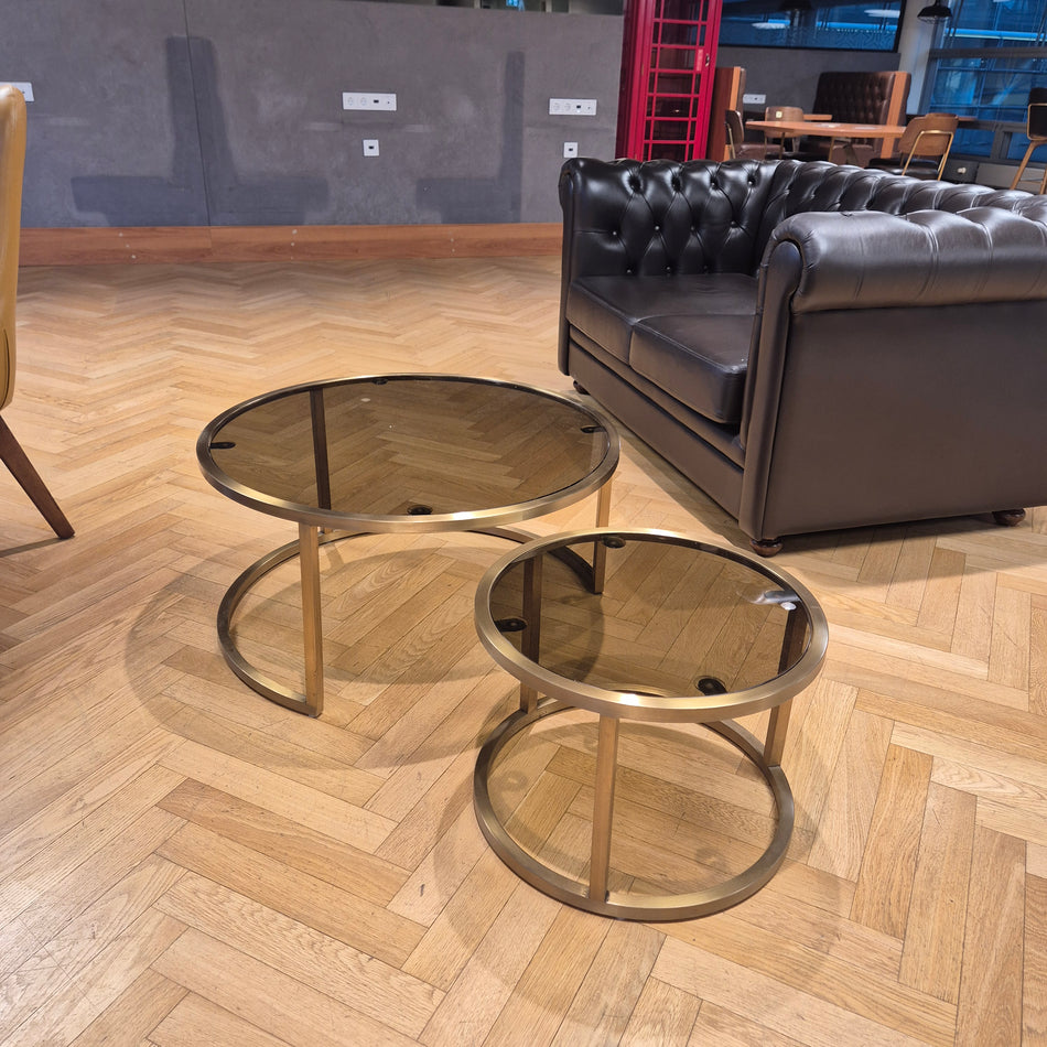 Couchtisch-Set Glas – 2er Set Wohnzimmertisch | Glastisch rund, gebraucht