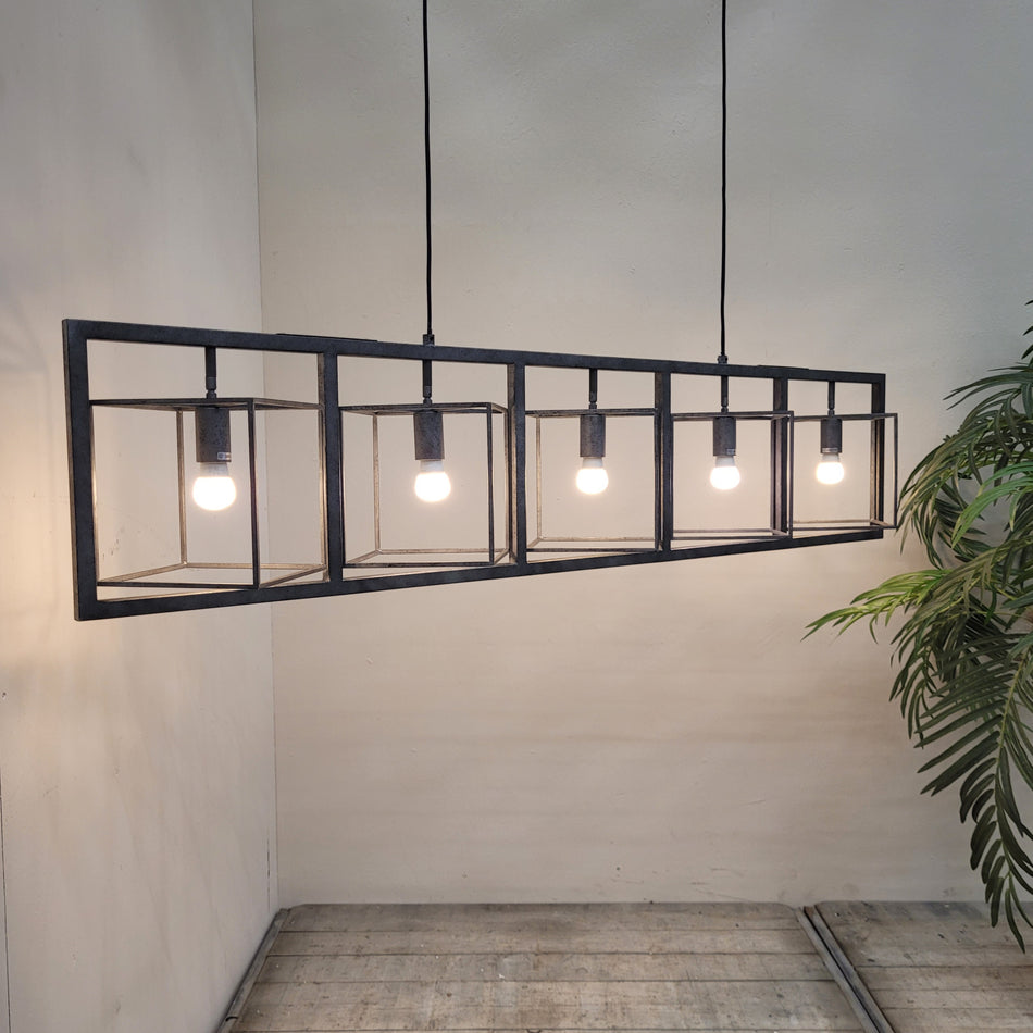 5-flammig Hängeleuchte Schwarz Metall Industrial-Design Deckenlampe Lampe