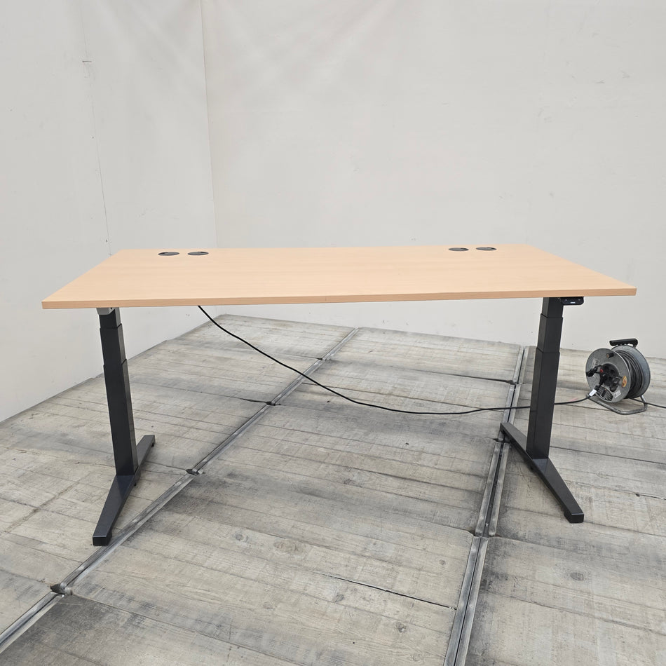 Assmann Elektrisch Höhenverstellbarer Schreibtisch Holz Metall Hellbraun Tisch Gebraucht